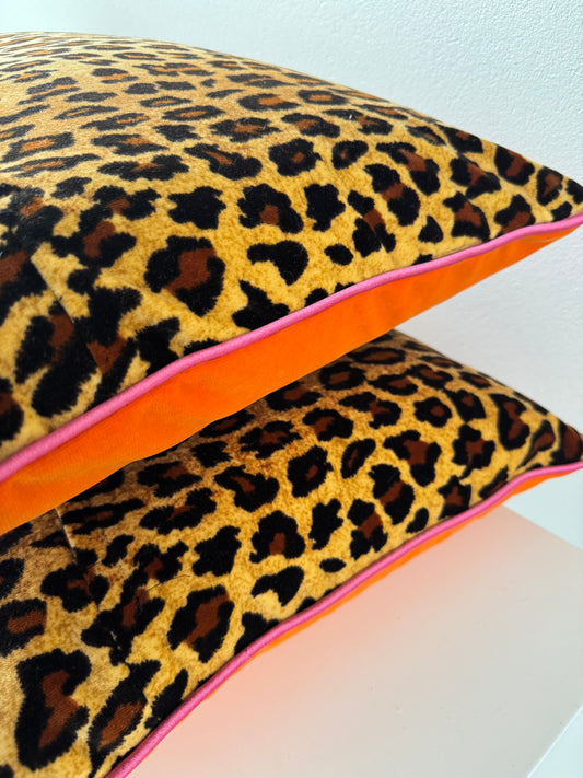 roam. Global Treasures custom cushion | Bold leopard print