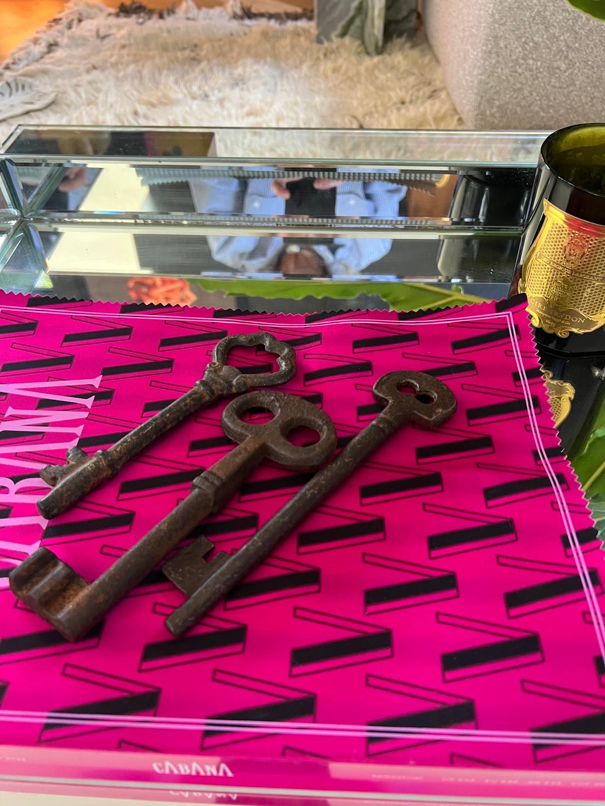 Set of 3 Antique Iron Skeleton Keys – European, 19th Century