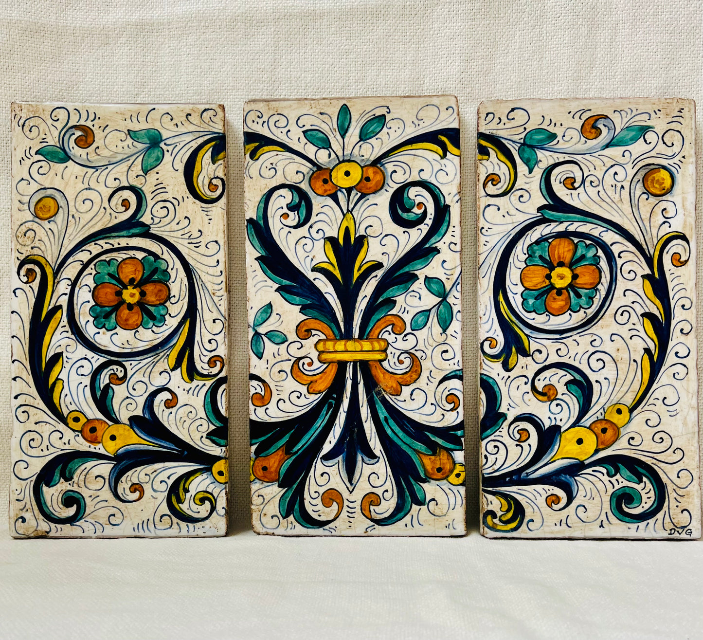 alian Hand Painted Triptych from Deruta | roam. Global Treasures