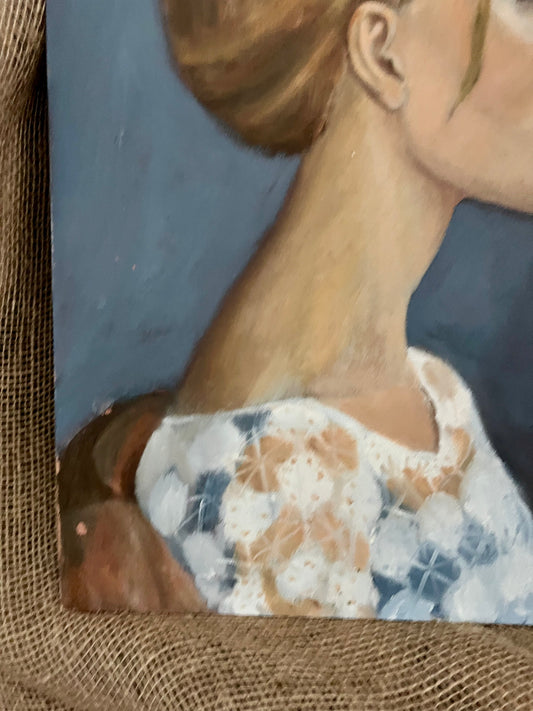 Contemplative female portrait in profile Oil Painting | roam. Global Treasures