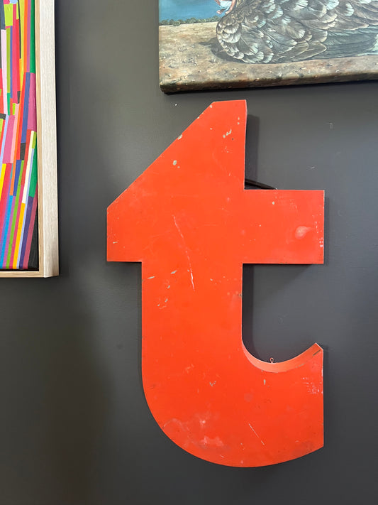 1940’s French metal letter ‘T’ from vintage signage | roam. Global Treasures