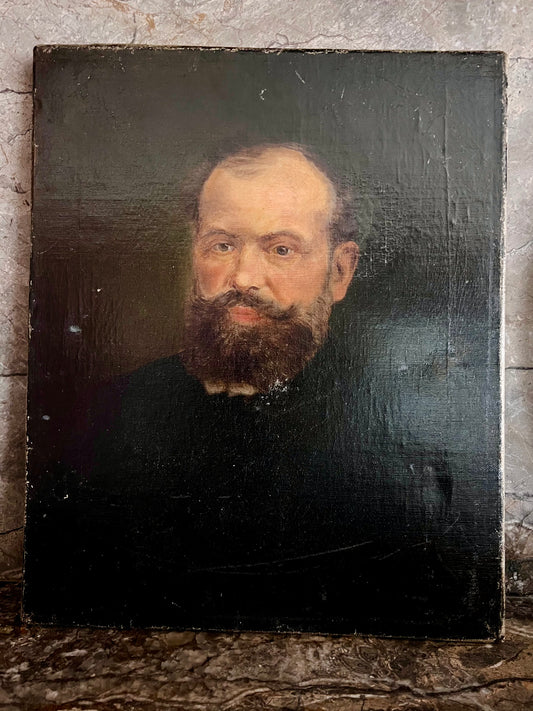 Striking antique oil painting presents a solemn bearded gentleman | roam. Global Treasures