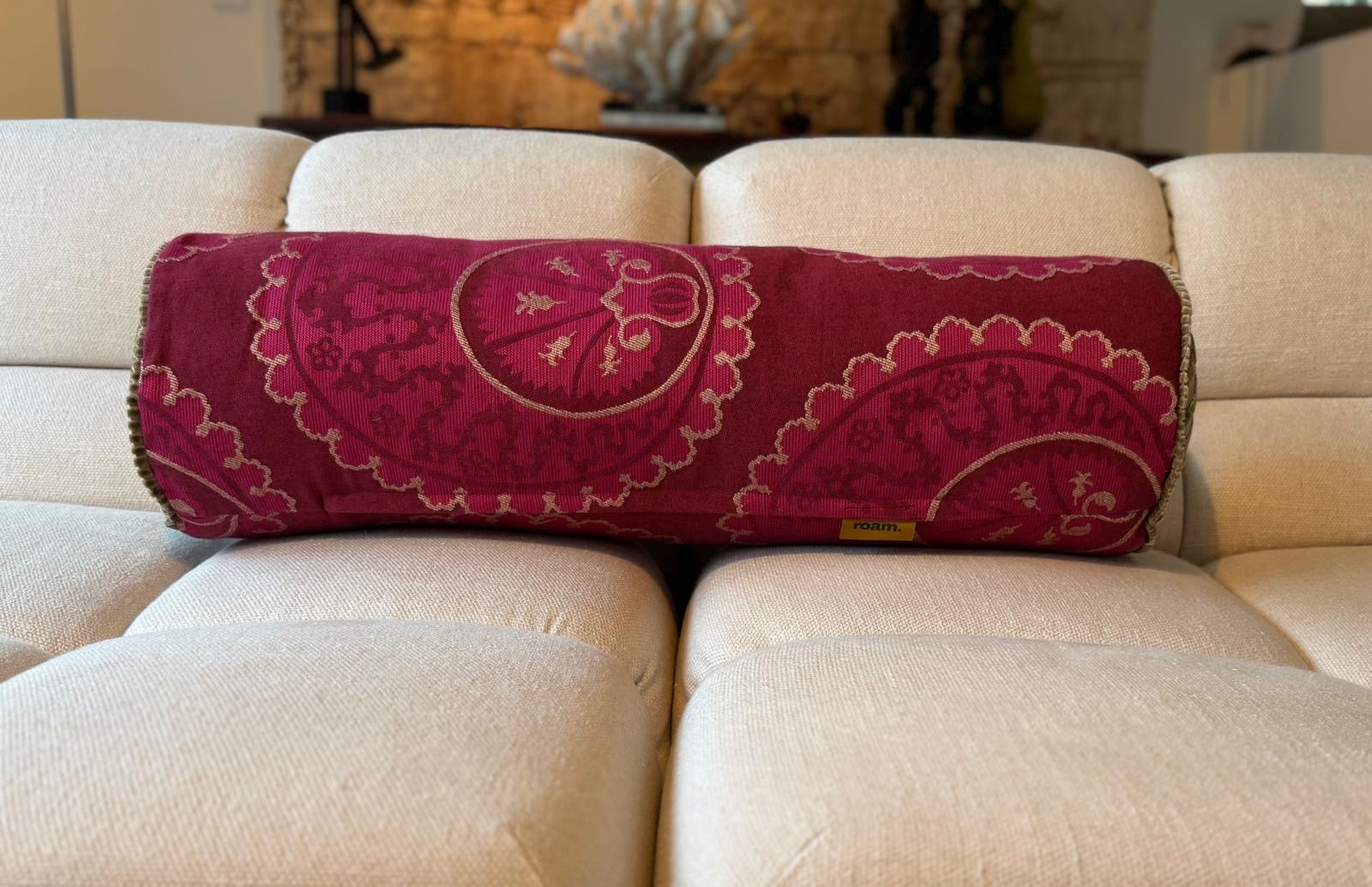 roam. Global Treasures custom cushion |Woven Suzani Fabric