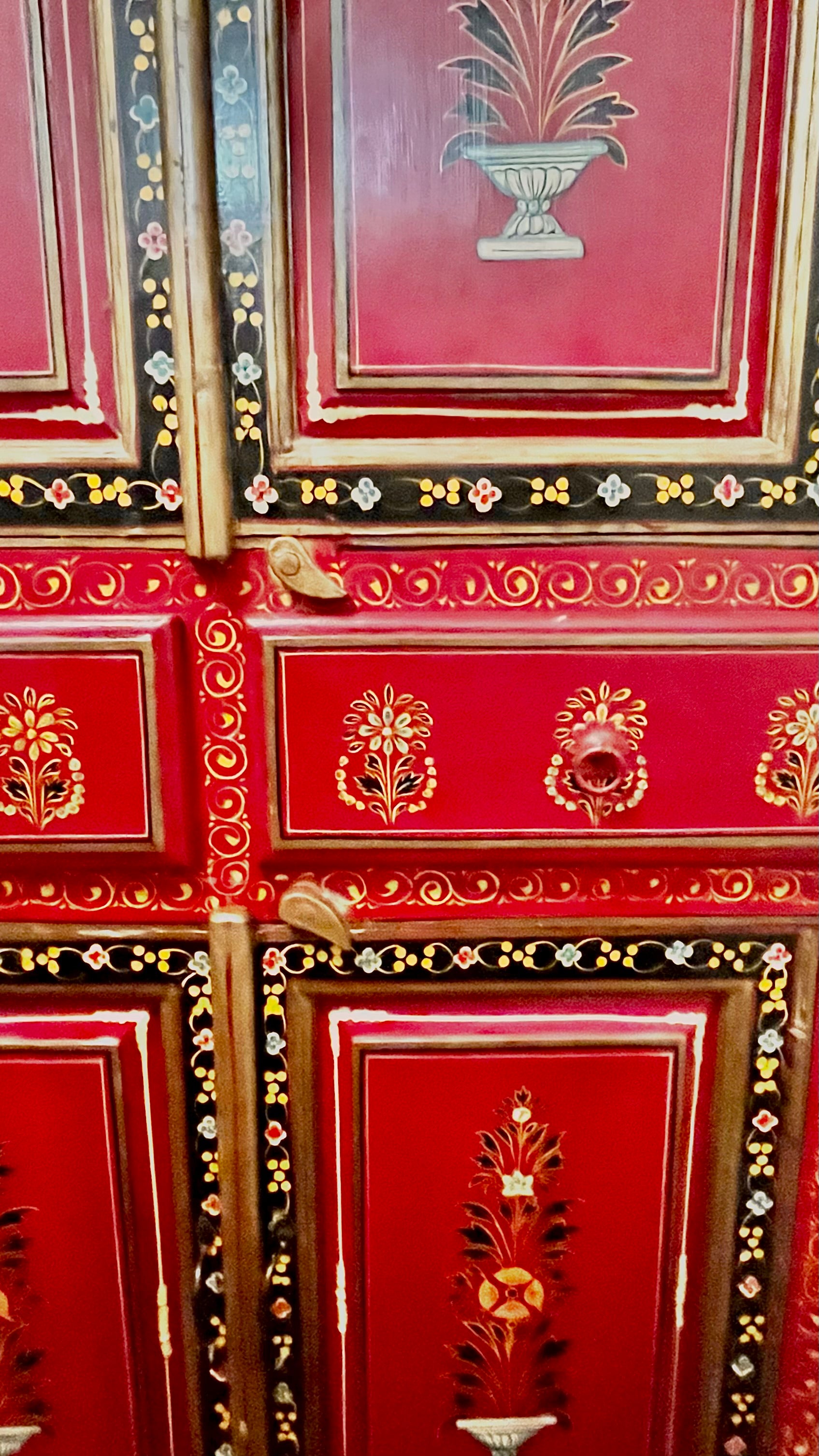 Indian Handpainted Red Armoire Cabinet | roam. Global Treasures