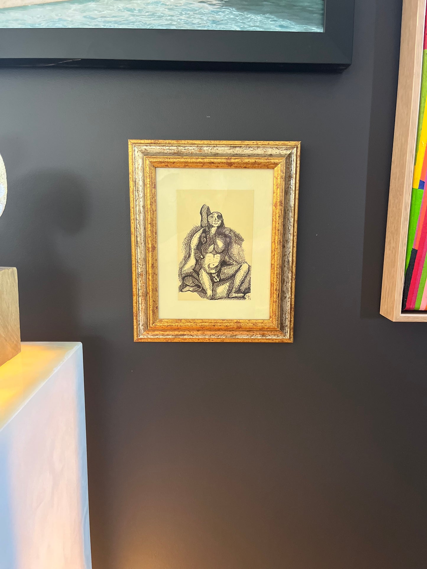 Male and Female Nude ink framed artwork