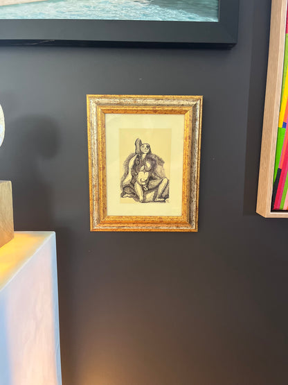 Male and Female Nude ink framed artwork