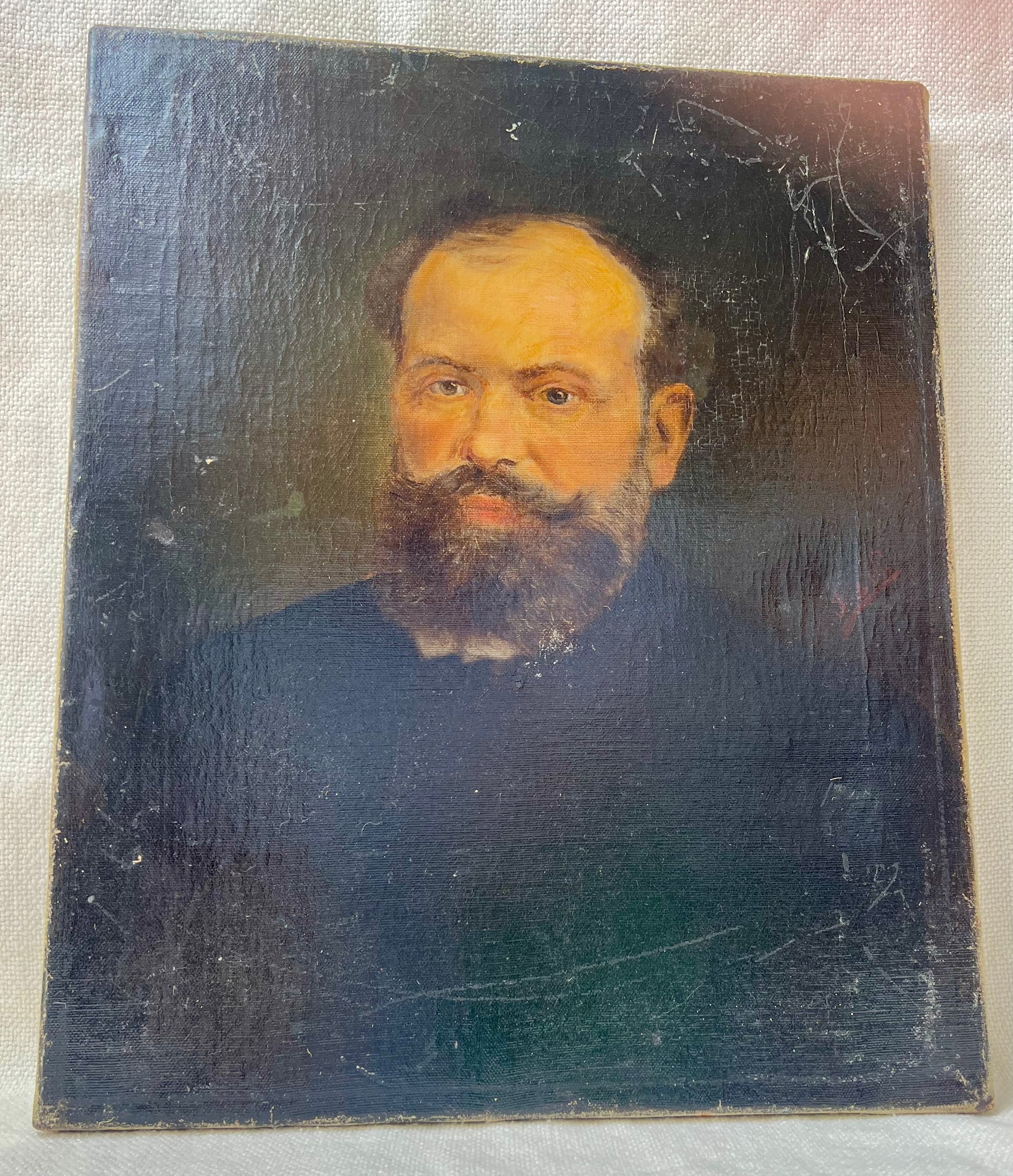 Striking antique oil painting presents a solemn bearded gentleman | roam. Global Treasures