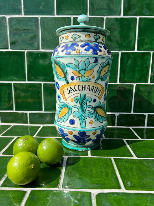 Antique Italian Apothecary Jar – “Saccharum”