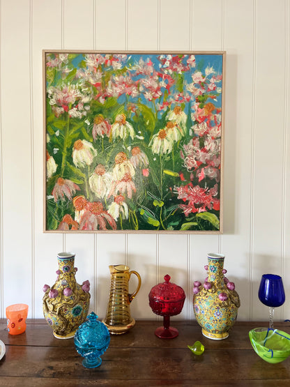 Pair of Chinese Famille Rose Porcelain Vases with Lotus Flower and Vine Decoration