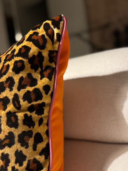 roam. Global Treasures custom cushion | Bold leopard print