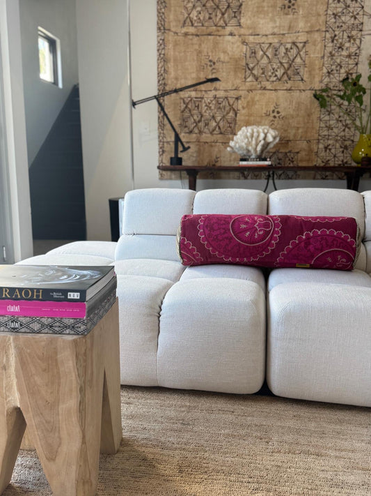 roam. Global Treasures custom cushion |Woven Suzani Fabric