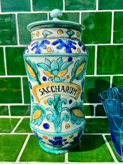 Antique Italian Apothecary Jar – “Saccharum”