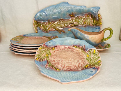 Art Deco Melba Ware Fish Plates, Serving Platter & Gravy Boat | roam. Global Treasures