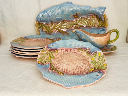 Art Deco Melba Ware Fish Plates, Serving Platter & Gravy Boat | roam. Global Treasures