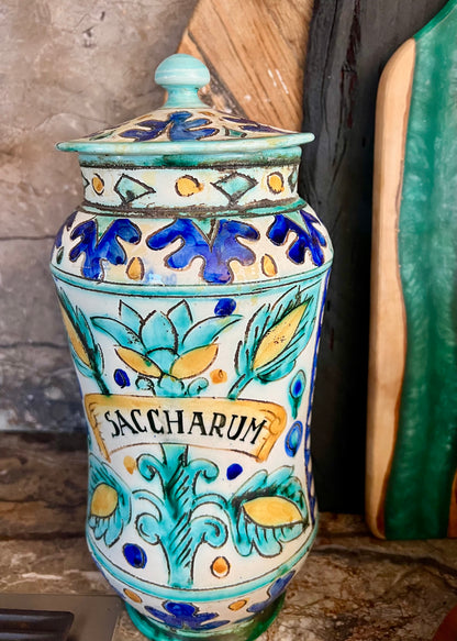 Antique Italian Apothecary Jar – “Saccharum”