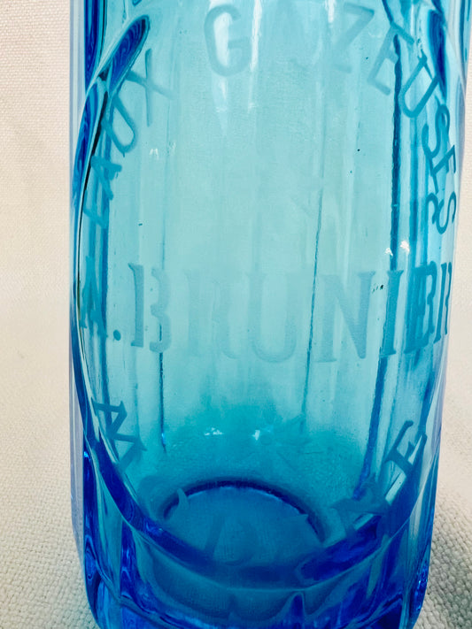 Cobalt blue faceted French Glass Soda Siphon bottle with silver top | roam. Global Treasures