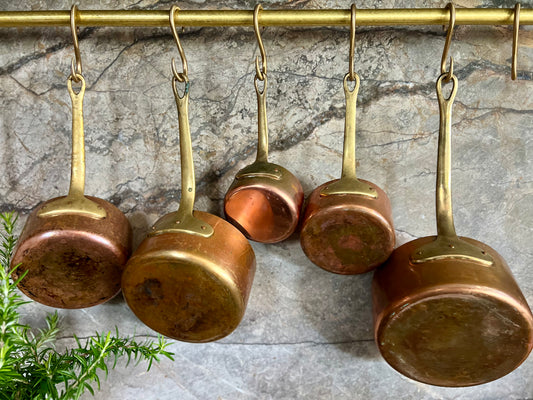 French Copper Saucepans (set of 5)