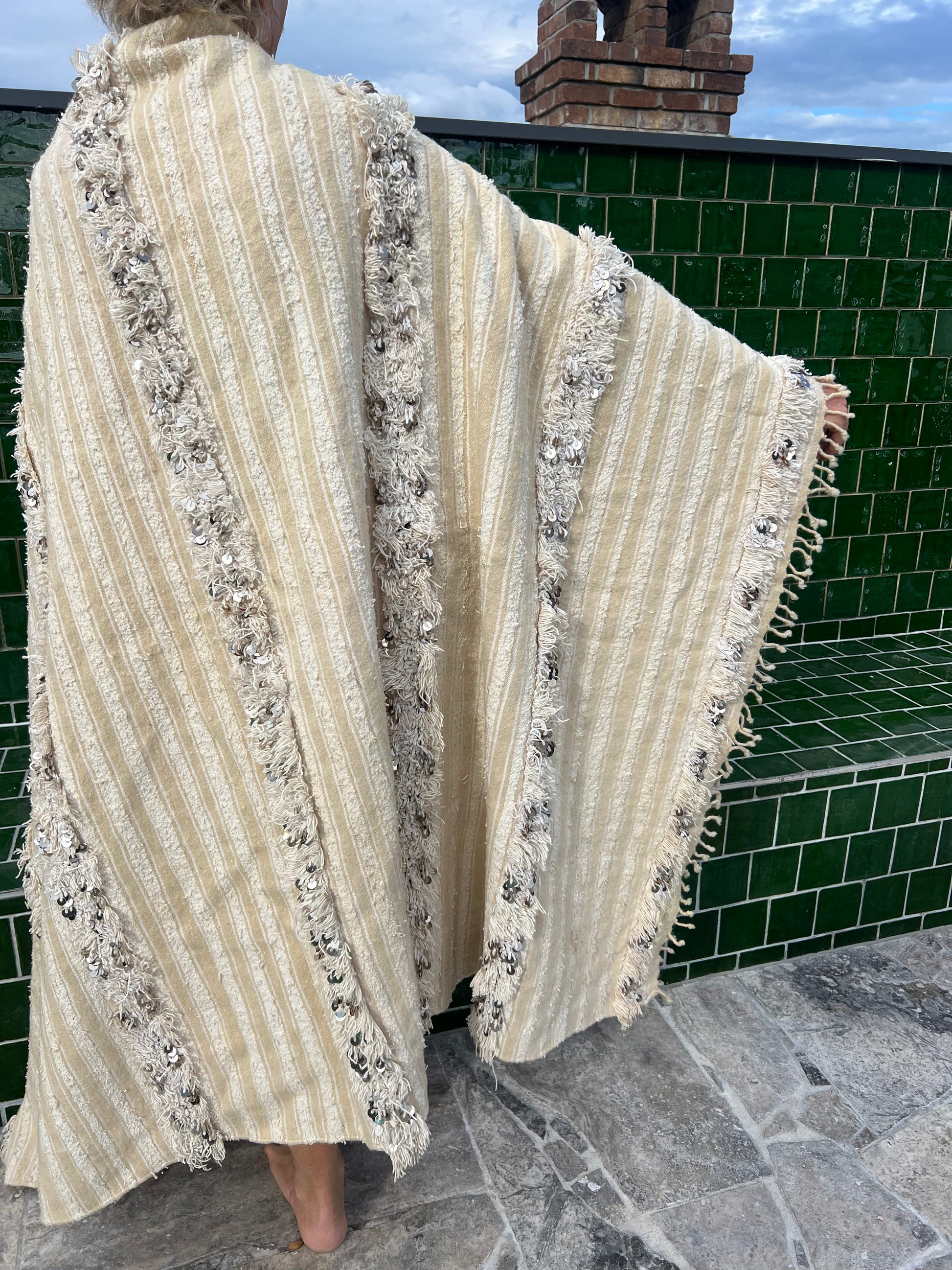 Vintage handwoven Moroccan Wedding Blanket | roam. Global Treasures