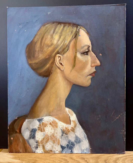 Contemplative female portrait in profile Oil Painting | roam. Global Treasures