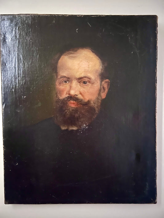 Striking antique oil painting presents a solemn bearded gentleman | roam. Global Treasures