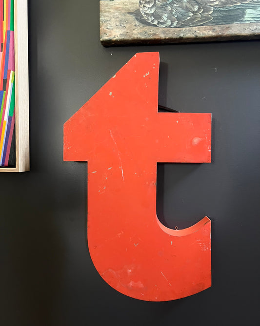 1940’s French metal letter ‘T’ from vintage signage | roam. Global Treasures