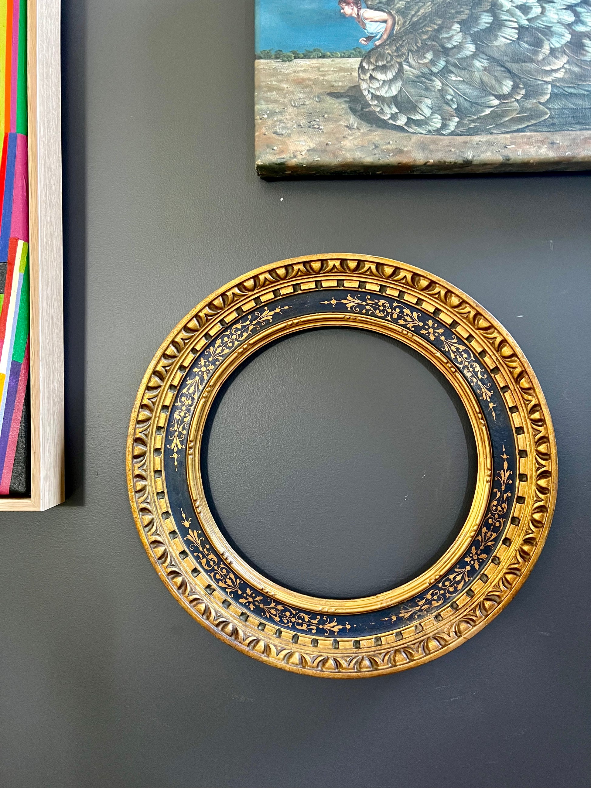 Antique Florentine Round Hand Painted Timber Frame | roam. Global Treasures