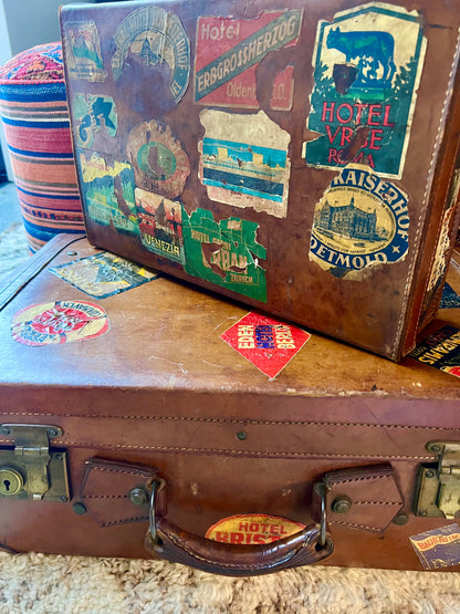 Large Grand Tour of Europe Leather Suitcase | roam. Global Treasures
