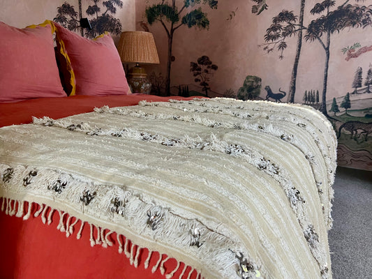 Vintage handwoven Moroccan Wedding Blanket | roam. Global Treasures