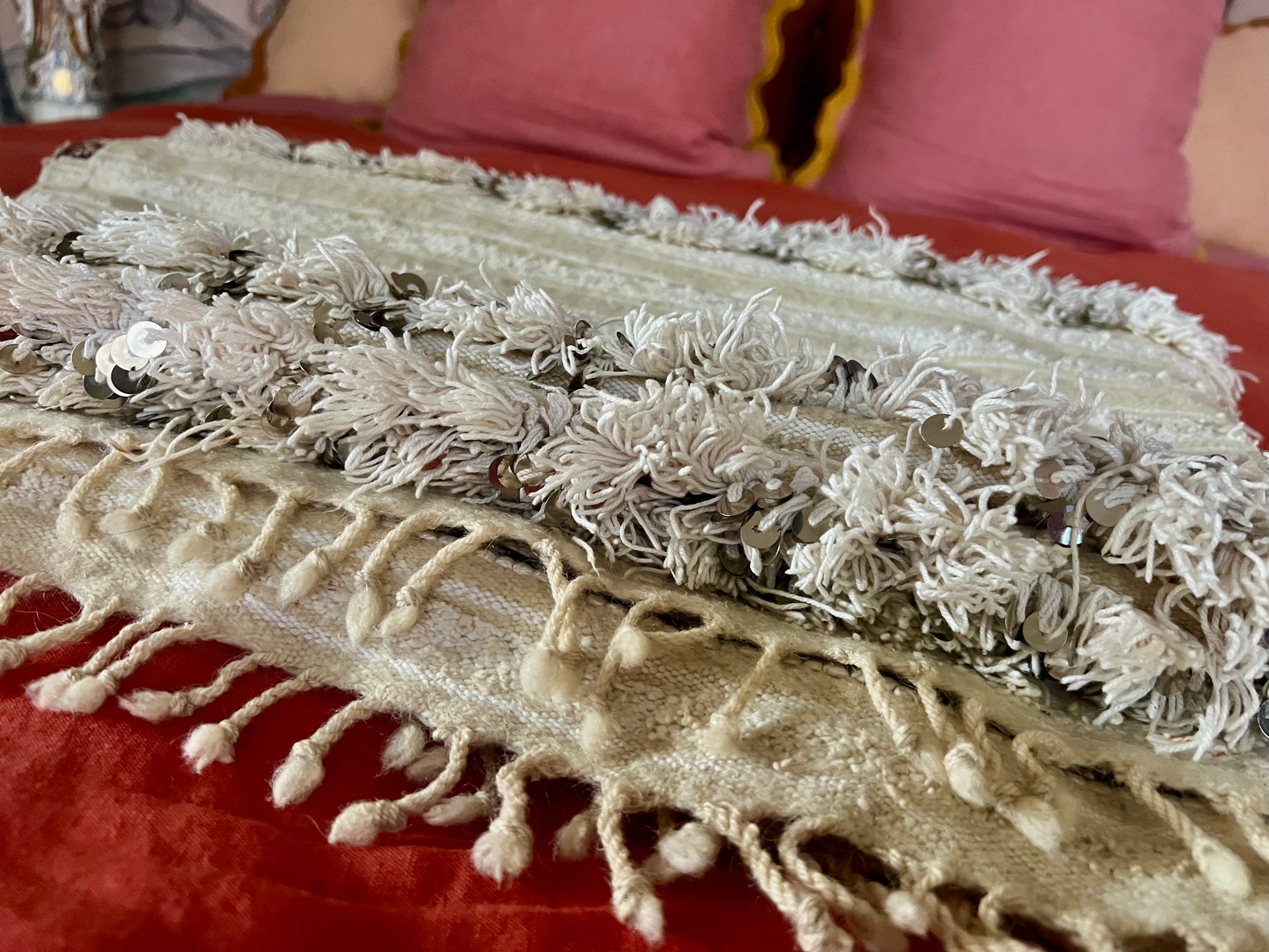 Vintage handwoven Moroccan Wedding Blanket | roam. Global Treasures