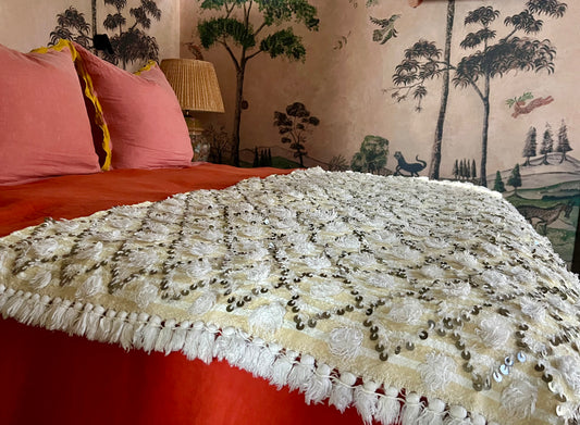 Vintage handwoven Moroccan Wedding Blanket | roam. Global Treasures